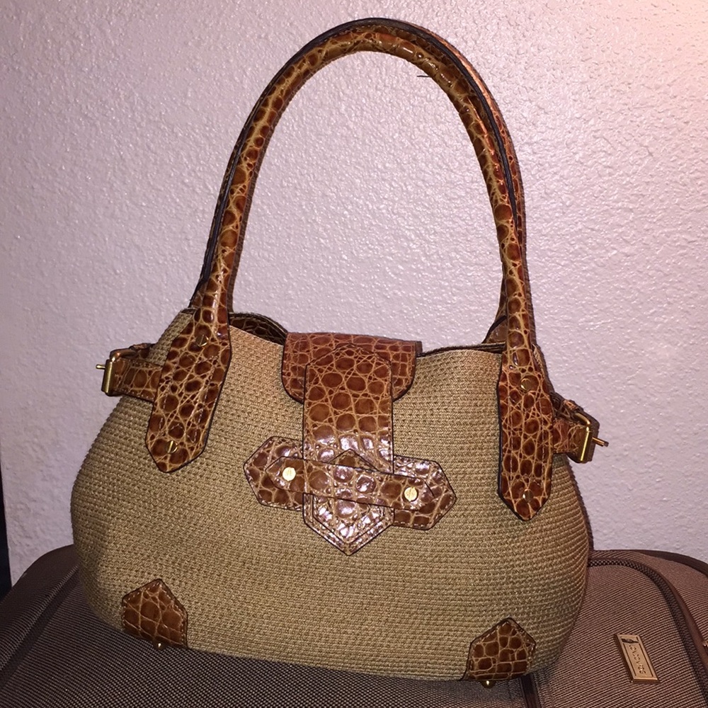 ERIC JAVITS CROC LEATHER WEAVE BAG